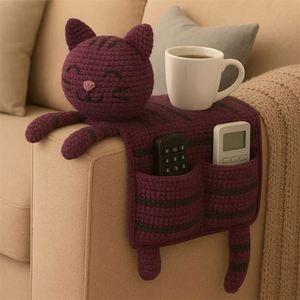 Bolsa de Almacenamiento para Reposabrazos, Organizador de Sofá con Portavasos, Diseño de Perro Tejido a Crochet, Novedad 2026 - Product Image 4