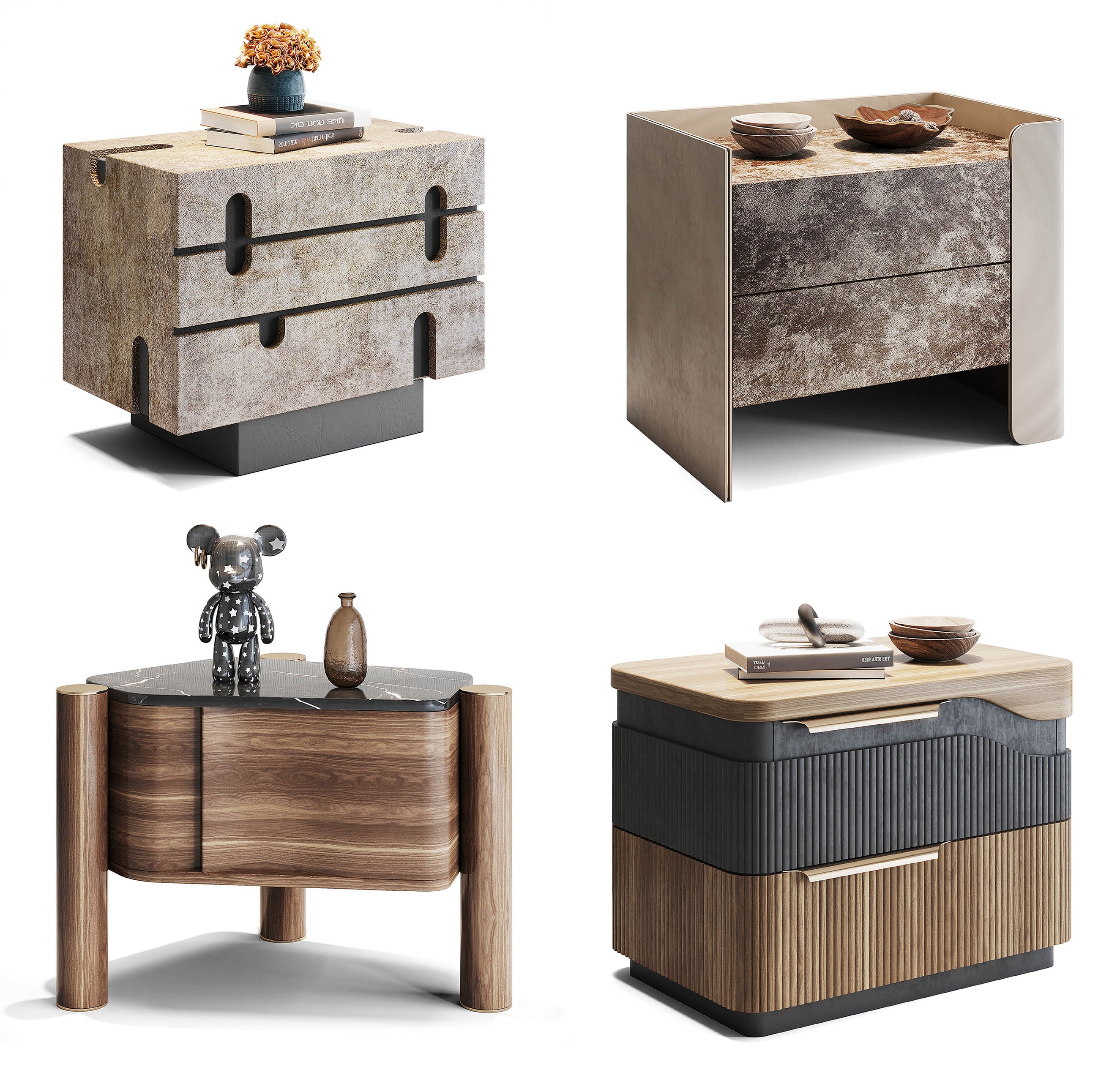 bedside drawers dark grey high gloss