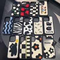 Étui en TPU avec design de nœud brodé, rectangle, iPhone 16 Pro Max, plusieurs modèles, motif floral, résistant aux chutes, style cartoon