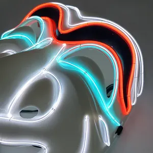 Máscara <span class=keywords><strong>de</strong></span> neón con luz LED, máscara brillante <span class=keywords><strong>de</strong></span> terror, accesorios <span class=keywords><strong>de</strong></span> cosplay <span class=keywords><strong>de</strong></span> Money Heist para hombre y mujer, suministros para disfraces <span class=keywords><strong>de</strong></span> halloween - Product Image 2