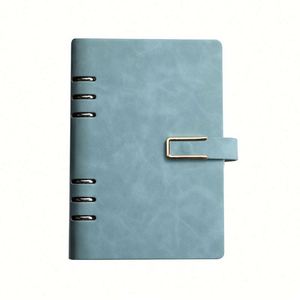Luxury A5 Faux Pu Leather Refillable Loose Leaf 6-Hole Ring Binder Spiral Meeting Notebook Lined Paper High Quality Custom Logo - Product Image 1