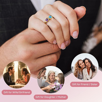 Bague en argent 925 personnalisée à deux tons en forme de cœur avec noms, cadeau d'anniversaire pour elle, petite amie, femme, bijoux