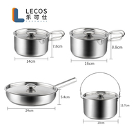 Perlengkapan pabrik Hiking Aksesori memasak panci masak kapasitas besar baja tahan karat panci masak berkemah dengan tutup dan pegangan lipat