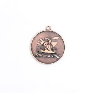 Round Dan Karting Custom Plating Color Award Colorful Ribbon Metal Alloy Medals
