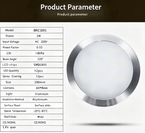 Lumière LED ultra-fine de 60 mm, 2 W, pour armoire, lumière douce, montage en surface, petite lumière ronde, pour armoire à vin, placard, vitrine, bibliothèque - Product Image 2