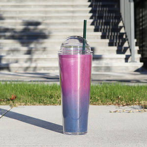 Vaso <span class=keywords><strong>de</strong></span> helado <span class=keywords><strong>de</strong></span> doble capa con tapa arqueada, estilo inserto, resistente a altas temperaturas, 700ml, colorido, <span class=keywords><strong>de</strong></span> cuerpo recto, con pajita, a la moda y novedoso. - Product Image 2