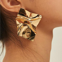 Boucles d'oreilles grandes et audacieuses pour femmes, au design géométrique irrégulier, effet miroir, pour une personnalité affirmée