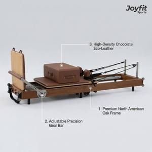 Reformer de Pilates Joyfit en Roble Marrón Oscuro con Cuero Chocolate para Estudio Profesional, Gimnasio, Suministro al por Mayor OEM - Product Image 2