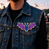 Nouvelles Épingles de Revers Mini Populaires pour Halloween, Motifs Amis Effrayants, Badges de Dessin Animé Personnalisés (Chat, Chauve-souris, Fantôme, Citrouille), Épingles en Émail Dur Scintillantes