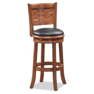 Taburete de Bar y de Barra Giratorio de Madera con Tapicería y Asiento Anillado Acampanado para Espacios de Estar Informales, Cocina, Comedor y Bar - Product Image 5