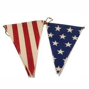 Banderole de décorations en toile de jute, 9 pièces, drapeau américain, banderole de drapeau des états-unis, fête d'assistance po, de 6 pieds