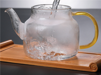Ensemble de théière portable pour la maison, 450 ml, 750 ml, compatible avec les cuisinières, en verre borosilicate soufflé à la main, transparent, avec poignée