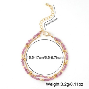 Vintage Charm Gold Plated Stainless Steel Beads Crystal Beaded Chain Bracelets for Women Party - Product Image 6