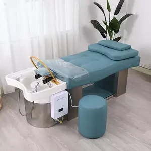 2023 Nuevo diseño Fábrica Salón Lavado de cabello silla de masaje champú cama spa cabeza terapia de agua circulación champú cama