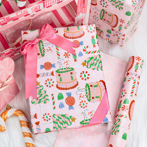 Christmas Candy <b>Pattern</b> Gift Wrapping <b>Paper</b> Double-Sided Roll Eco-Friendly Specialty <b>Paper</b> for Packaging and Crafting - Product Image 1