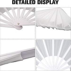 Listo para enviar: Abanicos plegables de plástico de 13 pulgadas (33 cm) con mango, en blanco y negro, de poliéster, para manualidades, pintados para Navidad - Product Image 4