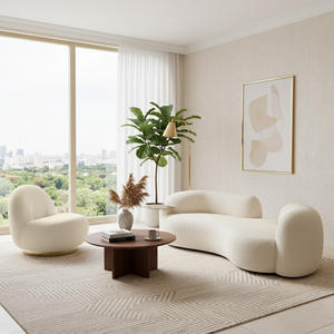 Modern Curved Sofa Set Luxury Lamb <strong>Velvet</strong> Teddy Fleece Modular Sectional Couch with <strong>Coffee</strong> <strong>Table</strong> for Living Room Furniture - Product Image 1