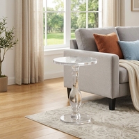 Table de chevet moderne en acrylique transparent de design italien, mobilier minimaliste pour salon, option table basse avec accents métalliques