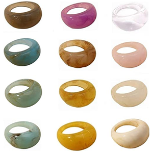 Anillos de resina coloridos para nudillos de cúpula gruesa, anillo de articulación apilable para dedo, acrílico transparente, Retro, joyería Vintage para fiesta - Product Image 2