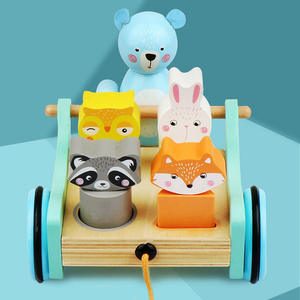 <span class=keywords><strong>Tracteur</strong></span> animalier en bois personnalisé pour enfants <span class=keywords><strong>Jeu</strong></span> de remorques éducatives Cadeau d'exercice Jouets pour bébés tout-petits - Product Image 5