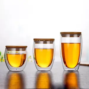 Verre/café en verre borosilicate, cristal de haute qualité double couche 1 pièce, tasse à thé en joli verre