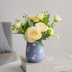 Vase en céramique de style minimaliste et frais avec fonction hydroponique pour la décoration de salon, idéal pour l'affichage de fleurs séchées ou fraîches. - Product Image 1