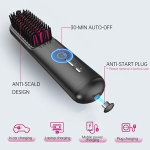 แปรงยืดผมยูเอสบีไร้สายแบบพกพาสำหรับผู้ชายแปรงยืดผมสำหรับผู้ชายแบบไร้สายแบบ2 in 1สำหรับผู้หญิง - Product Image 3