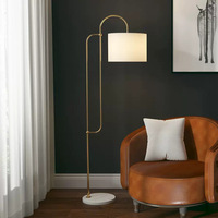 Vente directe d'usine européen classique de luxe salon canapé côté base en marbre lampadaire avec abat-jour en tissu de tambour