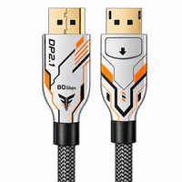 Câble DP 2.1 16K 80 Gbps avec connecteur Push-Lock, verrouillage sécurisé, tressage durable, HDR, pour PC de jeu, ordinateur portable, moniteur