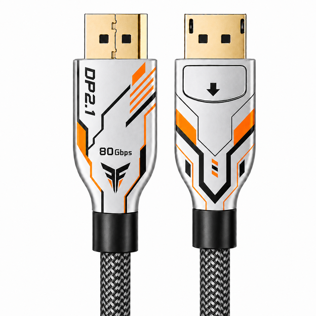 16K 80Gbps DP 2.1 Cable with Push-Lock Connector Secure Latch Durable Braided HDR DP Wire for Gaming PC Laptop Monitor