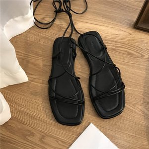 Sandalias de Mujer Tallas Grandes 35-43, Oferta, Nuevas, Sandalias Planas con Punta Abierta, Sandalias con Cordones - Product Image 5
