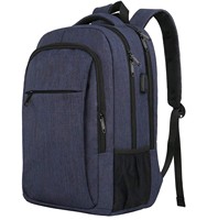 Ransel Laptop Unisex Kapasitas Besar Port USB Tahan Air Bahan Oxford Polyester untuk Bisnis, Perjalanan, dan Olahraga