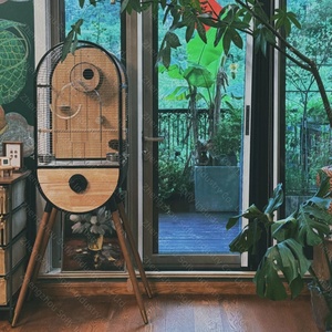 Fabrika doğrudan büyük lüks kanarya evi nefes büyük papağan yetiştiriciliği kuş kafesi ile itme raf büyük papağan taşıyıcılar - Product Image 6