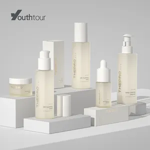 GTC Series Wholesale Cosmetic Packaging Container Empty Skincare Set Bottle Glass Face Cream Jar With Lid