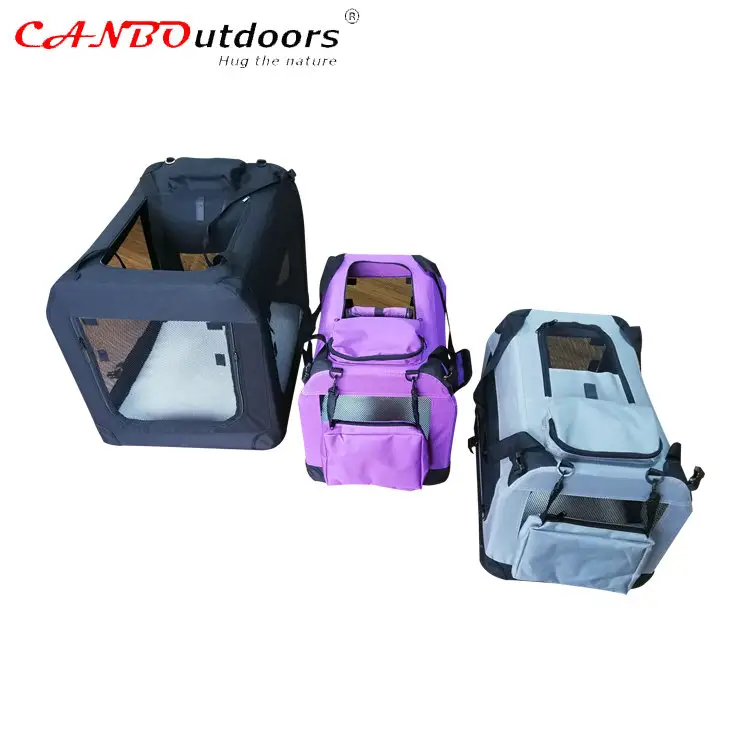 CANBO Durable Fleece Portable Pet Carrier Soft Sided Folding Dog Travel Crate Kennel