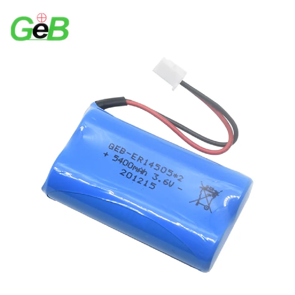 GEB Bán Buôn Nhà Máy Trực Tiếp Bán Pin AA 2 Song Song Lisoci2 ER14505 3.6V AA Li-soci2 Pin Aa 5400Mah