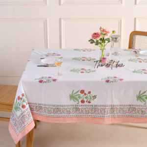 Indian Handmade Cotton Table Cloth Beautiful Hand Block Printed Cotton Table Cover for Wedding - Product Image 3