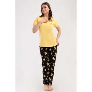 Ensemble de pyjama pour femmes, durable, col rond, manches courtes, ovale, fermeture boutonnée et taille élastique, logo personnalisable pour vêtements de maison - Product Image 4