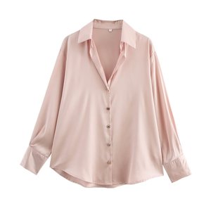 PB&amp;ZA Women 2025 Spring New Fashion <strong>Silky</strong> Texture Blouses Vintage Long Sleeve Female Blusas Chic <strong>Tops</strong> - Product Image 6
