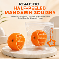 Jouet Squishy Orange Mandarine Doux à Presser, Fruit d'Agrumes Anti-Stress avec Porte-clés et Pochette Transparente pour Enfants et Adultes – Vente au Détail