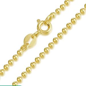 Xinfly Brand Jewelry Luxury Wholesale Latest Design Custom Trendy 1.8mm 18K Real <b>Solid</b> Yellow Gold Woman Bead Chain <b>Necklace</b> - Product Image 1