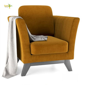 Sofá de brazo de lujo para habitación de hotel, con cojín suave, tela de terciopelo personalizada para vestíbulo de hotel - Product Image 5