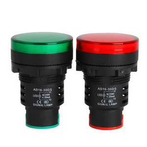 Aomeng Ad16-30Ds <b>Led</b> Signal Lamp 30Mm Round <b>Red</b> Green Indicator <b>Light</b> For Distribution Boxes And Cabinets - Product Image 1