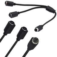 Adaptateur Répartiteur en Y PVC pour Alimentation Coaxiale et Transmission de Signal, Mini DIN 8 broches Mâle vers Double Mini DIN Femelle pour Haut-parleur et Moniteur