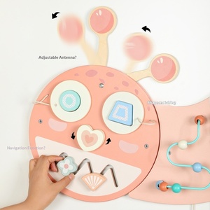 ของเล่นเสริมพัฒนาการเด็กเล็กแบบมอนเตสซอรี่ ผีเสื้อสีชมพู บอร์ดกิจกรรมติดผนัง ของตกแต่งไม้เอนกประสงค์ เกมฝึกสมอง - Product Image 3