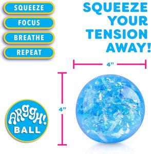 Pelota Antiestrés de Peluche con Purpurina Arggh para Adultos y Niños - Juguete Sensorial Blandito y Mediano para Aliviar el Estrés (Azul) - Product Image 4