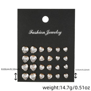 Boucles d'oreilles clous géométriques en forme de cœur et de triangle, incrustées de zircon, pour soirée, ensemble de bijoux fantaisie - Product Image 4