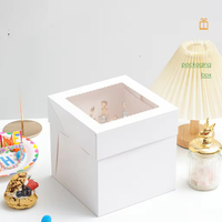 Boîte à gâteau haute personnalisée avec fenêtre transparente, 8, 10, 12 pouces, boîte d'emballage en carton carré pour gâteaux à plusieurs étages