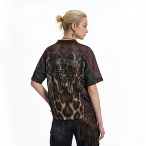 Maglia da Calcio 2026 <span class=keywords><strong>Serie</strong></span> USA-Canada-Messico WEST COAST in Rete con Scollo a V Stampa Leopardata Numero 77 - Top Sportivo Estivo Streetwear Gotico - Product Image 2