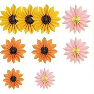 Nouvel ensemble d'éventails en papier <span class=keywords><strong>Origami</strong></span> Tournesol pour la décoration d'ambiance de fête - Product Image 4